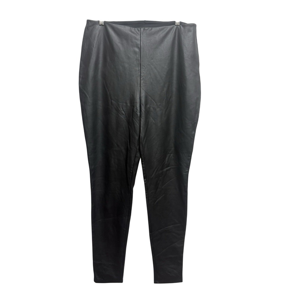 HALOGEN Nordstrom Sz 1X Faux Leather Black Leggings Trousers Pants Party Glam